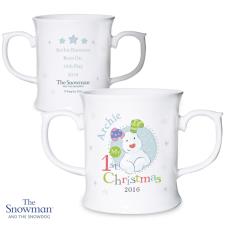Personalised The Snowdog My 1st Christmas Blue Loving Mug